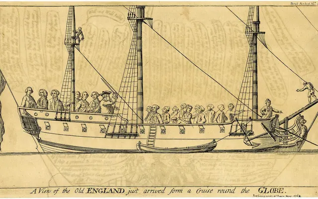 A View of the Old England just arrived form a Guise round the Globe